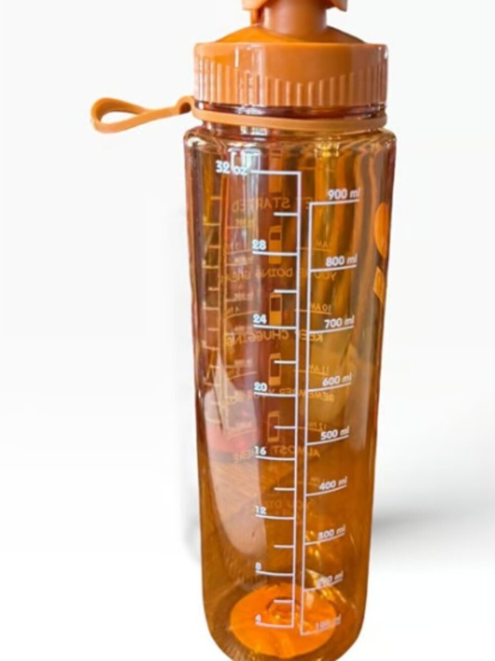 NEW 32 oz Orange Motivational Water Bottle – BPA Free – Time Marker